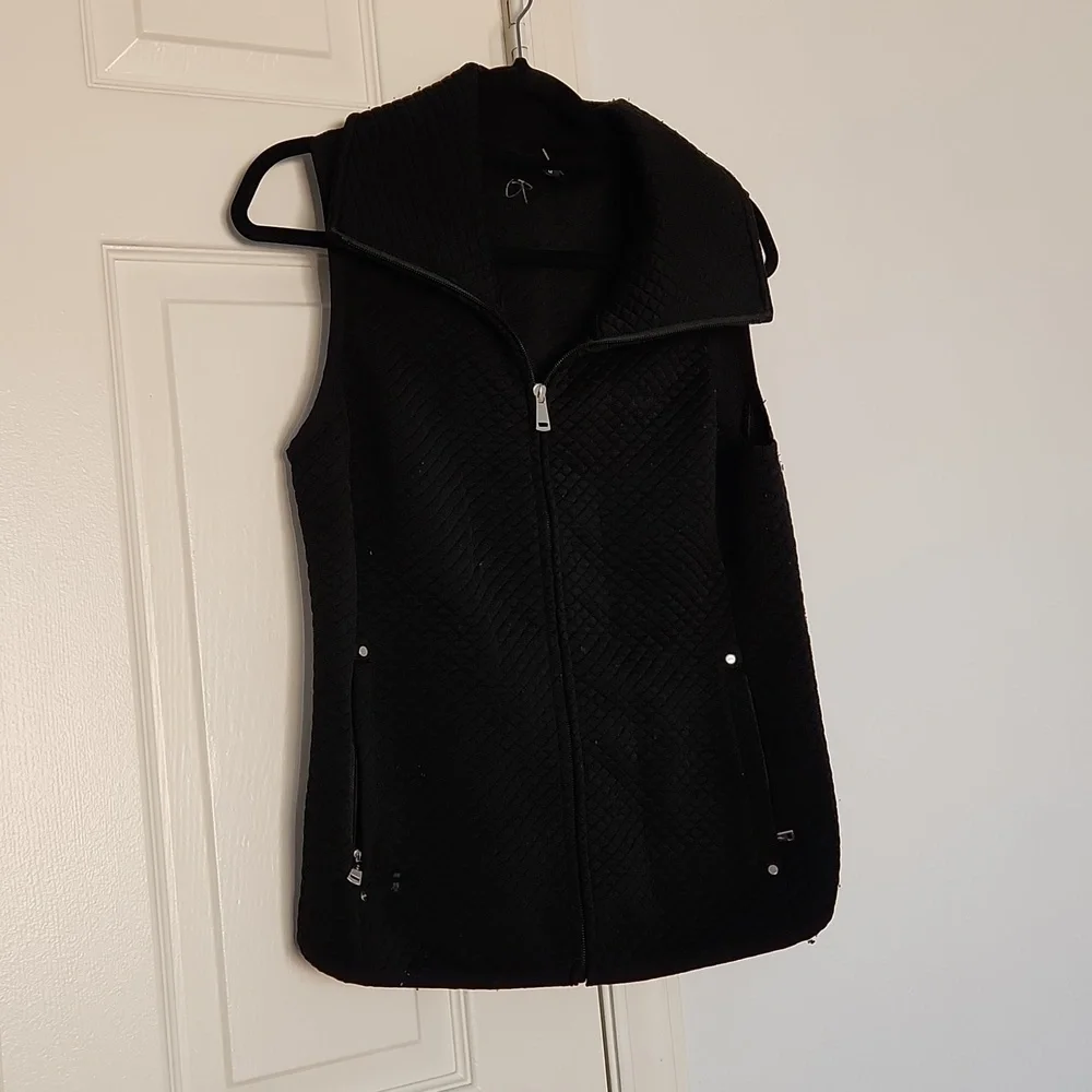 Lauren Ralph Lauren Black Quilted Corduroy Sleveless Vest sz Medium
